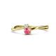 1 - Lucie 4.10 mm Bold Round White Sapphire and Pink Tourmaline 2 Stone Promise Ring 