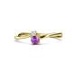 1 - Lucie 4.10 mm Bold Round White Sapphire and Amethyst 2 Stone Promise Ring 