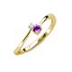 3 - Lucie 4.10 mm Bold Round White Sapphire and Amethyst 2 Stone Promise Ring 