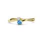 1 - Lucie 4.10 mm Bold Round White Sapphire and Blue Topaz 2 Stone Promise Ring 