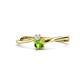 1 - Lucie 4.10 mm Bold Round White Sapphire and Peridot 2 Stone Promise Ring 