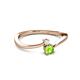 2 - Lucie 4.10 mm Bold Round White Sapphire and Peridot 2 Stone Promise Ring 