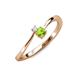 3 - Lucie 4.10 mm Bold Round White Sapphire and Peridot 2 Stone Promise Ring 