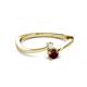 2 - Lucie 4.10 mm Bold Round White Sapphire and Red Garnet 2 Stone Promise Ring 