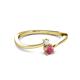 2 - Lucie 4.10 mm Bold Round White Sapphire and Rhodolite Garnet 2 Stone Promise Ring 