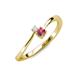 3 - Lucie 4.10 mm Bold Round White Sapphire and Rhodolite Garnet 2 Stone Promise Ring 