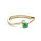 2 - Lucie 4.10 mm Bold Round White Sapphire and Emerald 2 Stone Promise Ring 