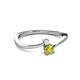 2 - Lucie 4.10 mm Bold Round White Sapphire and Yellow Diamond 2 Stone Promise Ring 