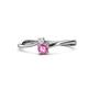 1 - Lucie 4.10 mm Bold Round White and Pink Sapphire 2 Stone Promise Ring 