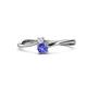 1 - Lucie 4.10 mm Bold Round White Sapphire and Tanzanite 2 Stone Promise Ring 