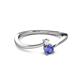 2 - Lucie 4.10 mm Bold Round White Sapphire and Tanzanite 2 Stone Promise Ring 