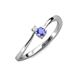3 - Lucie 4.10 mm Bold Round White Sapphire and Tanzanite 2 Stone Promise Ring 