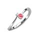 3 - Lucie 4.10 mm Bold Round White Sapphire and Pink Tourmaline 2 Stone Promise Ring 