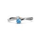 1 - Lucie 4.10 mm Bold Round White Sapphire and Blue Topaz 2 Stone Promise Ring 