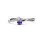 1 - Lucie 4.10 mm Bold Round White Sapphire and Iolite 2 Stone Promise Ring 