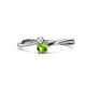 1 - Lucie 4.10 mm Bold Round White Sapphire and Peridot 2 Stone Promise Ring 