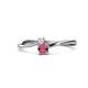 1 - Lucie 4.10 mm Bold Round White Sapphire and Rhodolite Garnet 2 Stone Promise Ring 