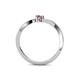 4 - Lucie 4.10 mm Bold Round White Sapphire and Rhodolite Garnet 2 Stone Promise Ring 