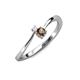 3 - Lucie 4.10 mm Bold Round White Sapphire and Smoky Quartz 2 Stone Promise Ring 