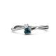 1 - Lucie 4.10 mm Bold Round White Sapphire and Blue Diamond 2 Stone Promise Ring 