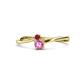 1 - Lucie 4.10 mm Bold Round Ruby and Pink Sapphire 2 Stone Promise Ring 