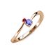 3 - Lucie 4.10 mm Bold Round Ruby and Tanzanite 2 Stone Promise Ring 