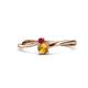 1 - Lucie 4.10 mm Bold Round Ruby and Citrine 2 Stone Promise Ring 