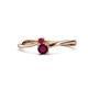 1 - Lucie 4.10 mm Bold Round Ruby and Rhodolite Garnet 2 Stone Promise Ring 