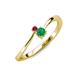 3 - Lucie 4.10 mm Bold Round Ruby and Emerald 2 Stone Promise Ring 
