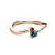 2 - Lucie 4.10 mm Bold Round Ruby and Blue Diamond 2 Stone Promise Ring 
