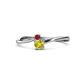 1 - Lucie 4.10 mm Bold Round Ruby and Yellow Diamond 2 Stone Promise Ring 