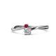 1 - Lucie 4.10 mm Bold Round Ruby and Lab Grown Diamond 2 Stone Promise Ring 