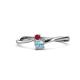 1 - Lucie 4.10 mm Bold Round Ruby and Aquamarine 2 Stone Promise Ring 