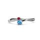1 - Lucie 4.10 mm Bold Round Ruby and Blue Topaz 2 Stone Promise Ring 