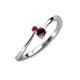 3 - Lucie 4.10 mm Bold Round Ruby and Red Garnet 2 Stone Promise Ring 