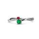1 - Lucie 4.10 mm Bold Round Ruby and Emerald 2 Stone Promise Ring 