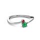 2 - Lucie 4.10 mm Bold Round Ruby and Emerald 2 Stone Promise Ring 