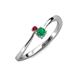 3 - Lucie 4.10 mm Bold Round Ruby and Emerald 2 Stone Promise Ring 