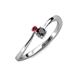 3 - Lucie 4.10 mm Bold Round Ruby and Black Diamond 2 Stone Promise Ring 