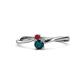 1 - Lucie 4.10 mm Bold Round Ruby and London Blue Topaz 2 Stone Promise Ring 