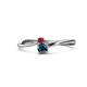 1 - Lucie 4.10 mm Bold Round Ruby and Blue Diamond 2 Stone Promise Ring 