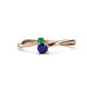 1 - Lucie 4.10 mm Bold Round Emerald and Blue Sapphire 2 Stone Promise Ring 
