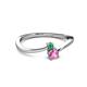 2 - Lucie 4.10 mm Bold Round Emerald and Pink Sapphire 2 Stone Promise Ring 