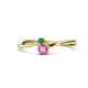 1 - Lucie 4.10 mm Bold Round Emerald and Pink Sapphire 2 Stone Promise Ring 