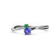 1 - Lucie 4.10 mm Bold Round Emerald and Tanzanite 2 Stone Promise Ring 