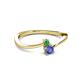 2 - Lucie 4.10 mm Bold Round Emerald and Tanzanite 2 Stone Promise Ring 