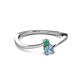 2 - Lucie 4.10 mm Bold Round Emerald and Aquamarine 2 Stone Promise Ring 