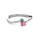 2 - Lucie 4.10 mm Bold Round Emerald and Pink Tourmaline 2 Stone Promise Ring 