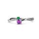 1 - Lucie 4.10 mm Bold Round Emerald and Amethyst 2 Stone Promise Ring 