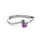 2 - Lucie 4.10 mm Bold Round Emerald and Amethyst 2 Stone Promise Ring 